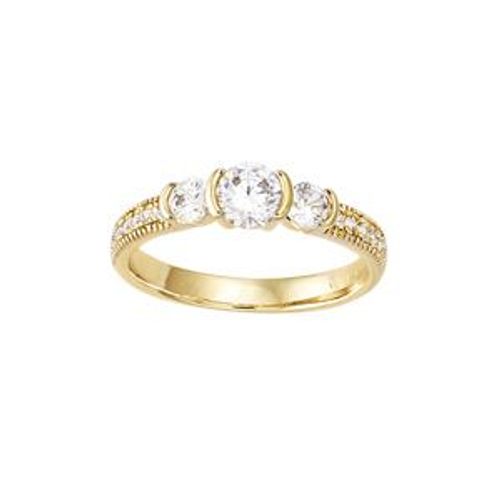 Bague Plaqué Or Trilogie Oxydes Blancs