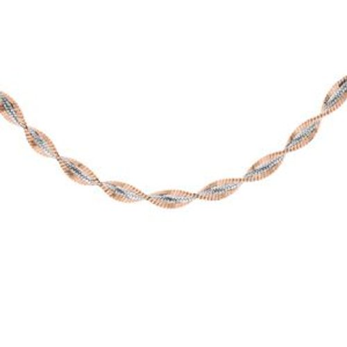 Collier Argent Chaîne Vrille 3mm Avec 2 Bordures Dorure Rose 40cm