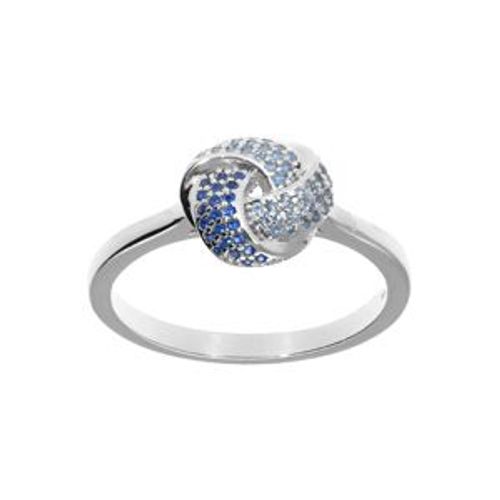 Bague Argent Rhodié 3 Rubans Dégradé Oxydes Bleu