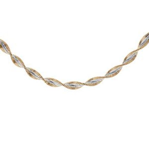 Collier Argent Chaîne Vrille 3mm Avec 2 Bordures Dorure Jaune 40cm