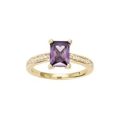 Bague Plaqué Or Rectangle Oxyde Violet