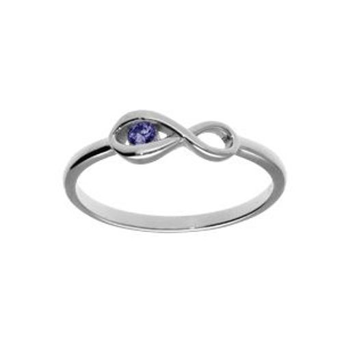 Bague Argent Rhodié Infini Oxyde Bleu Foncé