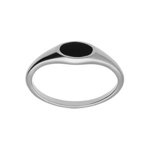 Bague Argent Platiné Petite Chevalière Pavé Forme Ovale Onyx Imitation