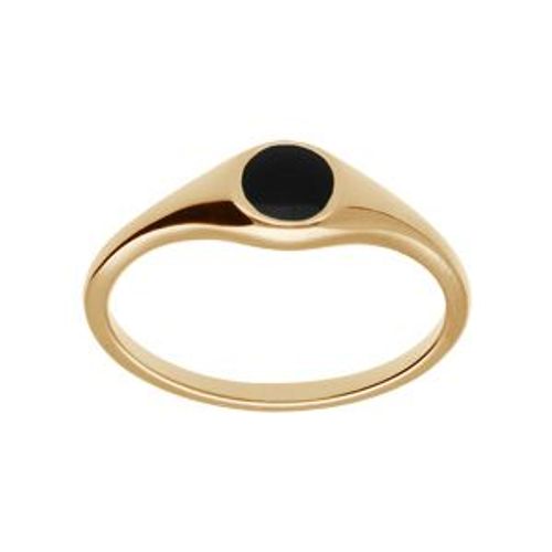 Bague Plaqué Or Petite Chevalière Pavé Forme Rond Onyx Imitation
