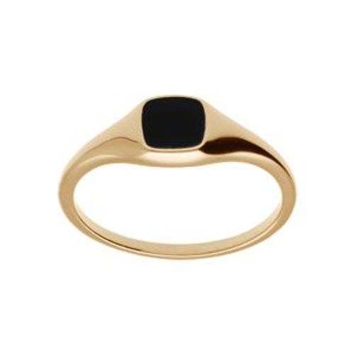 Bague Plaqué Or Pavé Forme Carré Onyx Imitation
