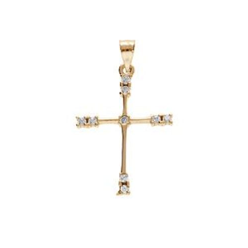 Pendentif Plaqué Or Croix 20x15mm Avec Oxydes Blancs Sertis