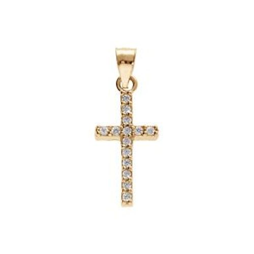Pendentif Plaqué Or Croix Oxydes Blancs 17x0,7mm