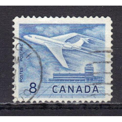 Canada 1964 : Avion À Réaction : Aéroport D'uplands, À Ottawa - Timbre 8 C. Bleu Oblitéré