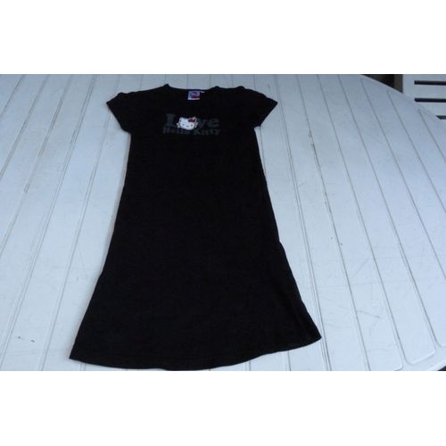 Robe Hello Kitty Manches Courtes Tissu Epais Noir 10 Ans