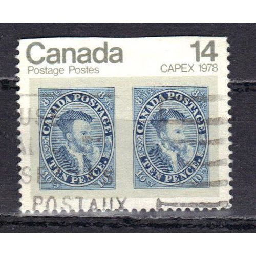 Canada 1978 : "Capex 78" : Exposition Philatélique Internationale De Toronto Représentant Jacques Cartier - Timbre 14 C. Gris, Gris-Pâle Et Bleu Oblitéré