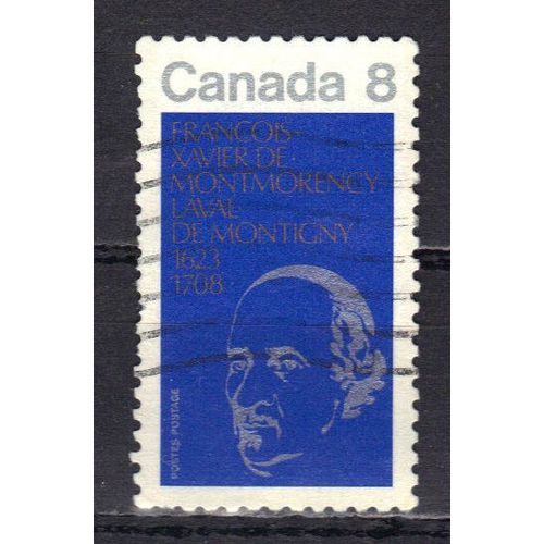 Canada 1973 : 350è Anniversaire De La Naissance De François-Xavier De Montmorancy-Laval De Montigny (1623-1708), 1er Évêque De Québec - Timbre 8 C. Argent, Bleu Et Or Oblitéré