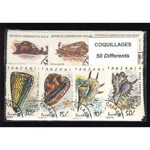 Coquillages - 50 Timbres Differents - Tous Pays