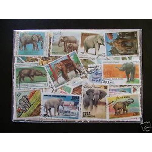 Elephants - 25 Timbres Differents - Tous Pays