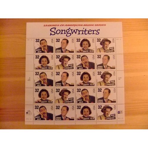 Timbre Etats Unis 1996 Paroliers De La Cansons - Legends Of American Music Series Yvert Nº 2543 / 2546 ** Mnh