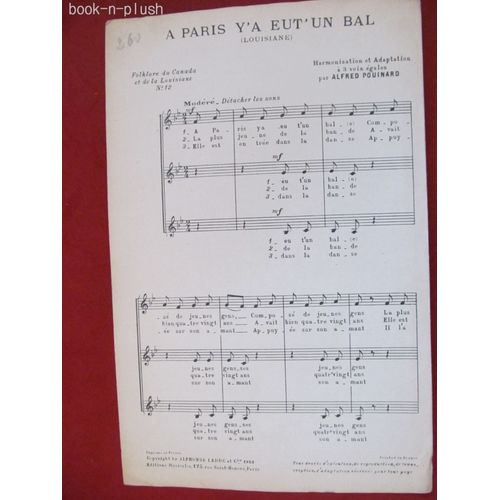 A Paris Y A Eut Un Bal (Louisiane) 3 Voix Égales