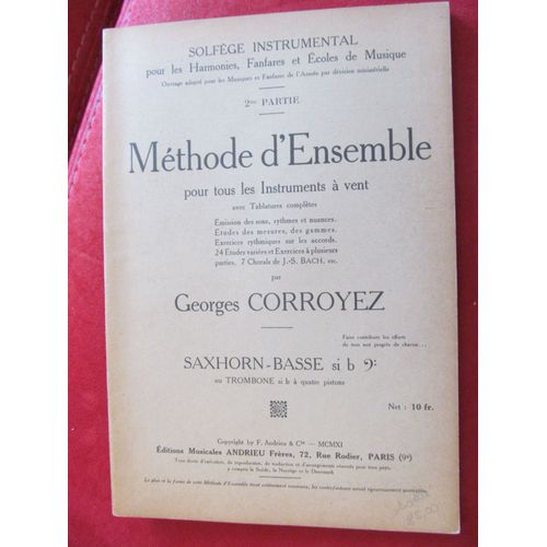 Méthode D'ensemble  Pour Harmonies Fanfares 2e Partie Corroyez Saxhorn Basse Sib