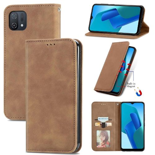Étui Pour Oppo A16k Couverture Rabotant Étui En Cuir Antichoc Simple Entreprise Portefeuille - Le Brun