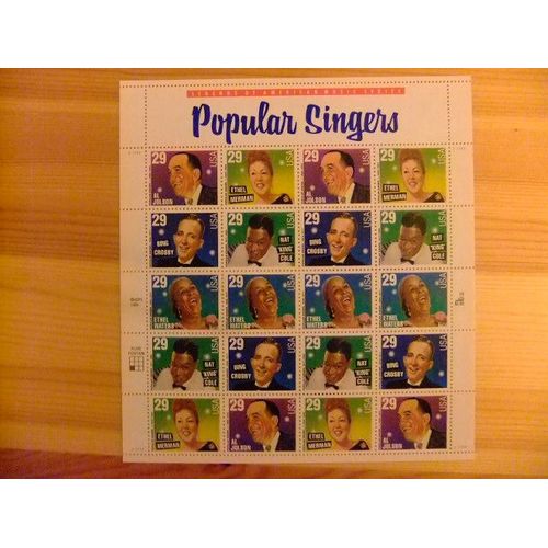 Timbres - Etats-Unis D¿Amerique 1994 - Chanteurs Populaires - Legends Of American Music Series - Popular Singers Yvert Nº 2266 / 2270 ** Mnh