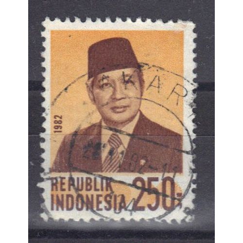 Indonesie 1982 : Président Suharto - Timbre 250 R. Orange Et Brun Oblitéré