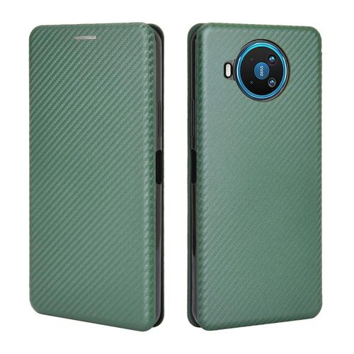 Étui Pour Nokia 8.3 Fibre De Carbone Magnétique Avec Porte-Cartes Kickstand Protection Complète Insertion De Carte Coque En Cuir Folio Flip - Bleu