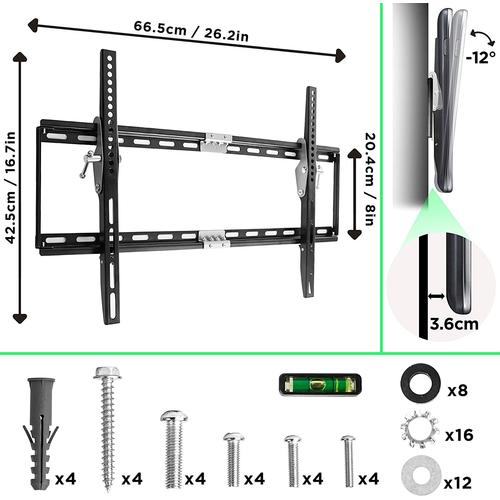 Duronic TVB777 Support Mural inclinable pour écran de télévision de 33 à 60 Pouces / 57 à 153 cm - VESA 600 x 400