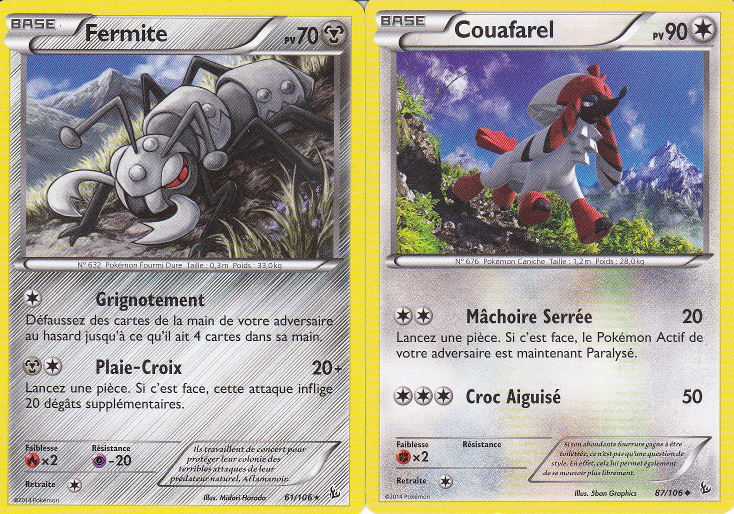 2 Cartes Pokemon Xy Etincelles - Fermite 61/106 + Couafarel 87/106 - 