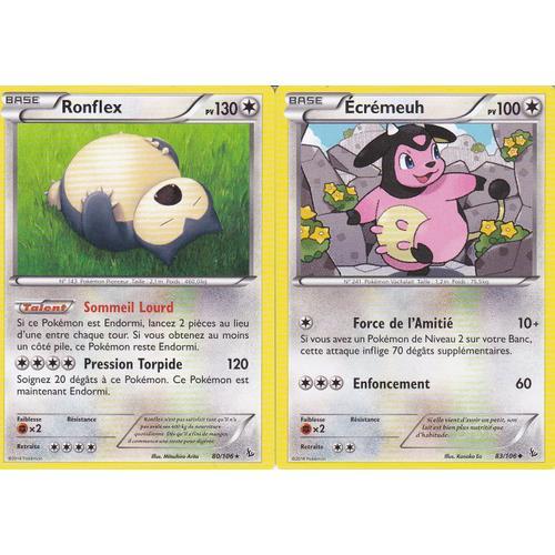 2 Cartes Pokemon Xy Etincelles - Ronflex 80/106 + Ecremeuh 83/106 - 