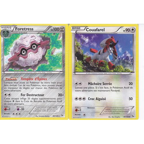 2 Cartes Pokemon Xy Etincelles - Foretress 60/106 + Couafarel 87/106 - 