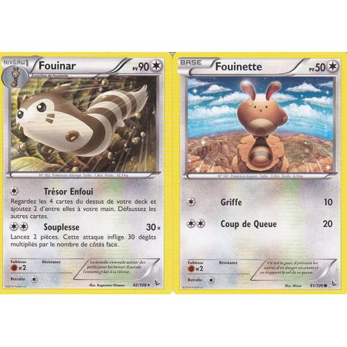 2 Cartes Pokemon Xy Etincelles - Fouinar 82/106 + Fouinette 81/106 - 