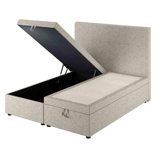 Le Roi Du Matelas - Lit Coffre Cassia Beige - 160x200 Cm - Cadre En Mdf / Hêtre - Hauteur 38 Cm