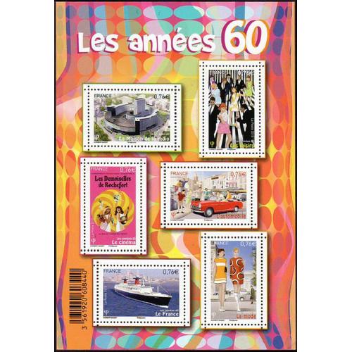 "Les Années 60" La Maison De La Radio, Les Loisirs, Le Cinéma, L'automobile, Paquebot "Le France", La Mode Feuillet 4960 Année 2015 N° 4960 4961 4962 4963 4964 4965 Yvert Et Tellier Luxe