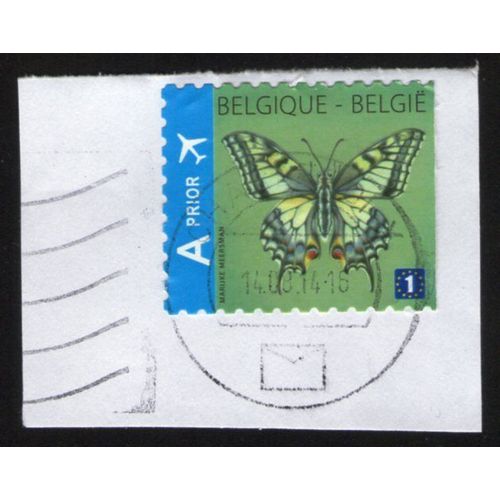 Belgique Oblitéré Rond Used Stamp Papillon Butterfly Sur Fragment