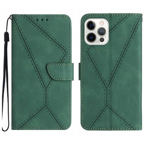 Étui Pour De Téléphone Pour Iphone 15 Pro Max Cuir Pu Doux Tpu De Haute Qualité Portefeuille En Cuir Couture En Relief - Vert