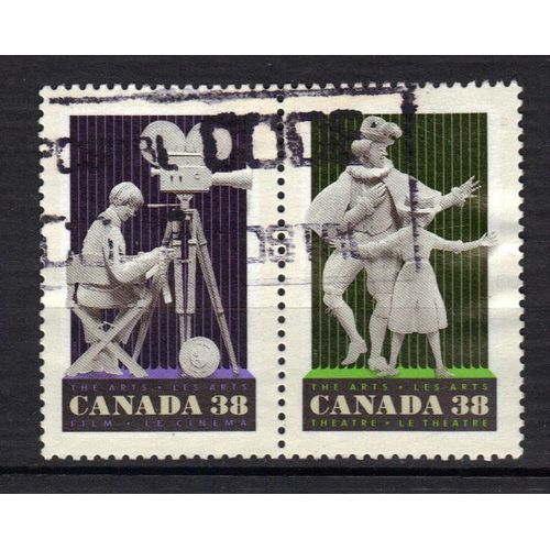 Canada 1989 : Arts Et Divertissements : Sculptures De Papier : Cinéma / Théâtre - Série De 2 Timbres Oblitérés