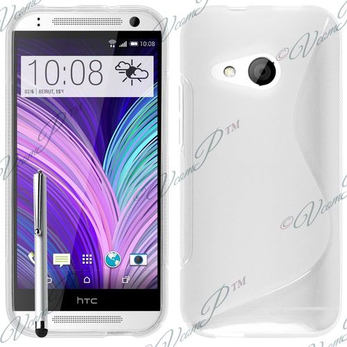 Htc One Mini 2/ M8 Mini: Housse Etui Pochette Coque S Silicone Gel+ Stylet- Blanc