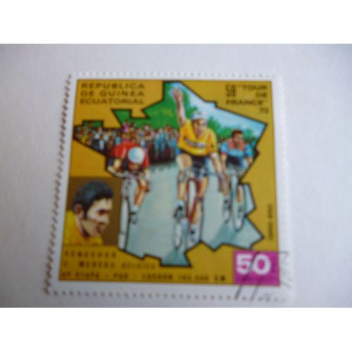 Timbre "Guinée Équatoriale :59 Ème Tour De France :Eddy Merckx" 1972".