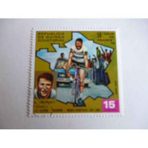 Timbre "Guinée Équatoriale :59 Ème Tour De France : B.Thevenet:1972".