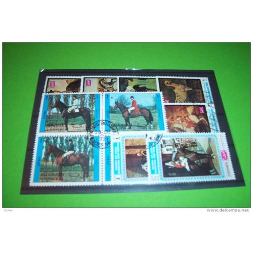 Lot De 13 Timbres Obliteres Du Yemen Themeles Chevaux