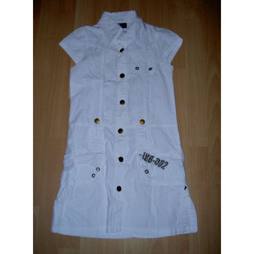Tunique Manches Courtes Blanche Type Longue Chemise Avec Poches Cool Cat Taille 10 Ans