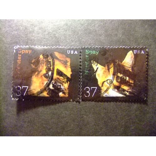 Timbres - Etats-Unis D´Amerique 2002 - Chats Et Chiens (Sterilisation ) Yvert & Tellier Nº 3383 / 3384 º Fu