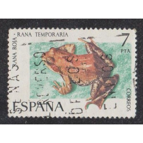 Timbre D'espagne N°1920 Y&t 7 P. Polychrome Faune Animaux Amphibies Grenouille