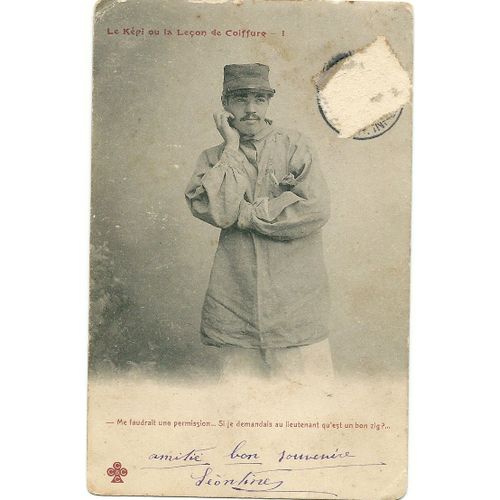 Carte Postale Ancienne, France, Militaria, " Le Képi Ou La Leçon De Coiffure - 1 ", Militaire En Tenue