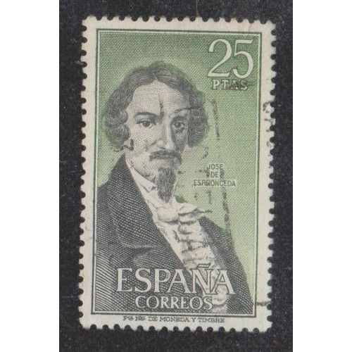 Timbre D'espagne N°1726 Y&t 25 P Vert Et Vert-Olive Célébrités José De Espronceda