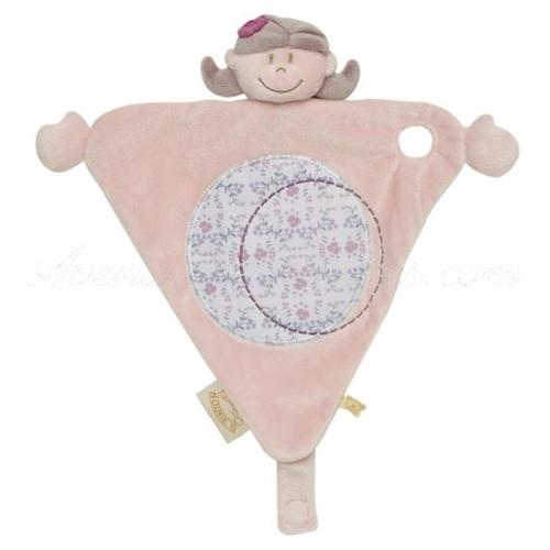 Doudou Plat Poupée Fille Fillette Kenza Triangle Noukie's Noukies  Peluche Rose Fleur Attache Tétine Eveil Bebe Naissance Jouet 