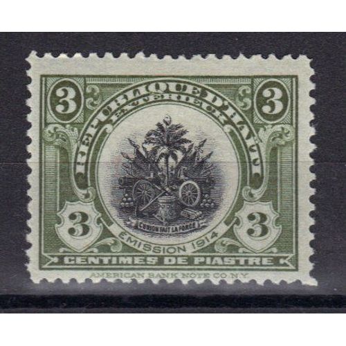 Haiti 1915 : Armoiries - Timbre 3 C. Olive Neuf *