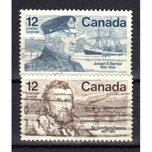 Canada 1977 : Capitaine Joseph-Elzéar Bernier Et Sir Sandfort Fleming - Série Entière De 2 Timbres Oblitérés
