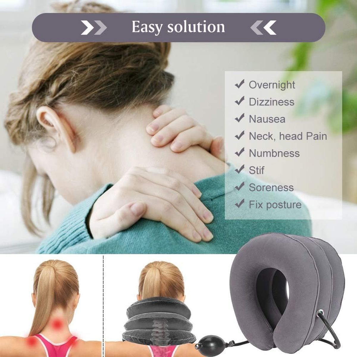 Dispositif De Traction Cervicale Gonflable, Collier Cervical... - 6