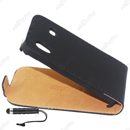 Ebeststar ® Etui Coque Housse En Pu Cuir + 3 Film + Mini Stylet Pour Samsung Galaxy Ace S5839i / S5830 / S5830i, Couleur Noir
