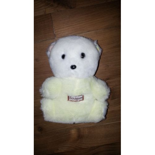 Doudou Peluche Ours Grelot  Jaune Blanc