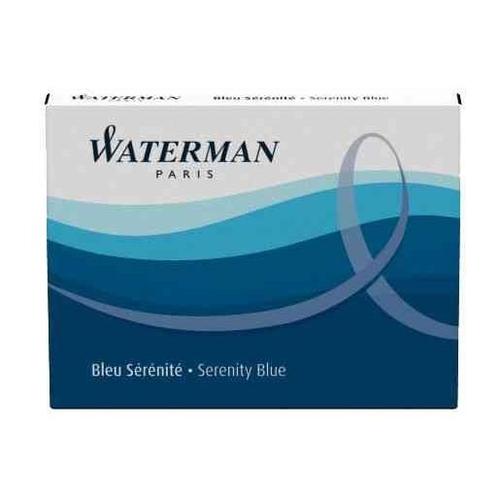 Waterman Lot De 12 Boites De 8 Cartouches D'encre Standard, Bleu, Effaçable